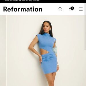 Reformation Sky Blue Cutout Bodycon Dress